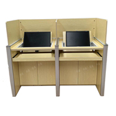 智能电动升降屏风桌英语口语考试桌电教室可翻转隐藏式 培训桌定制