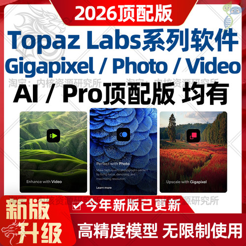 Topaz Gigapixel AI Pro中文新版智能修复画质Topaz Photo Video