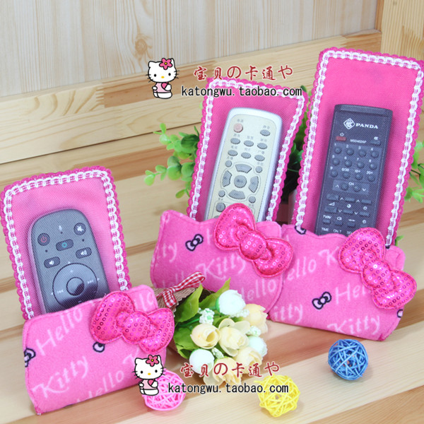Hello kitty 凯蒂猫 可爱卡通电视遥控器套 遥控器 防尘套 深粉色