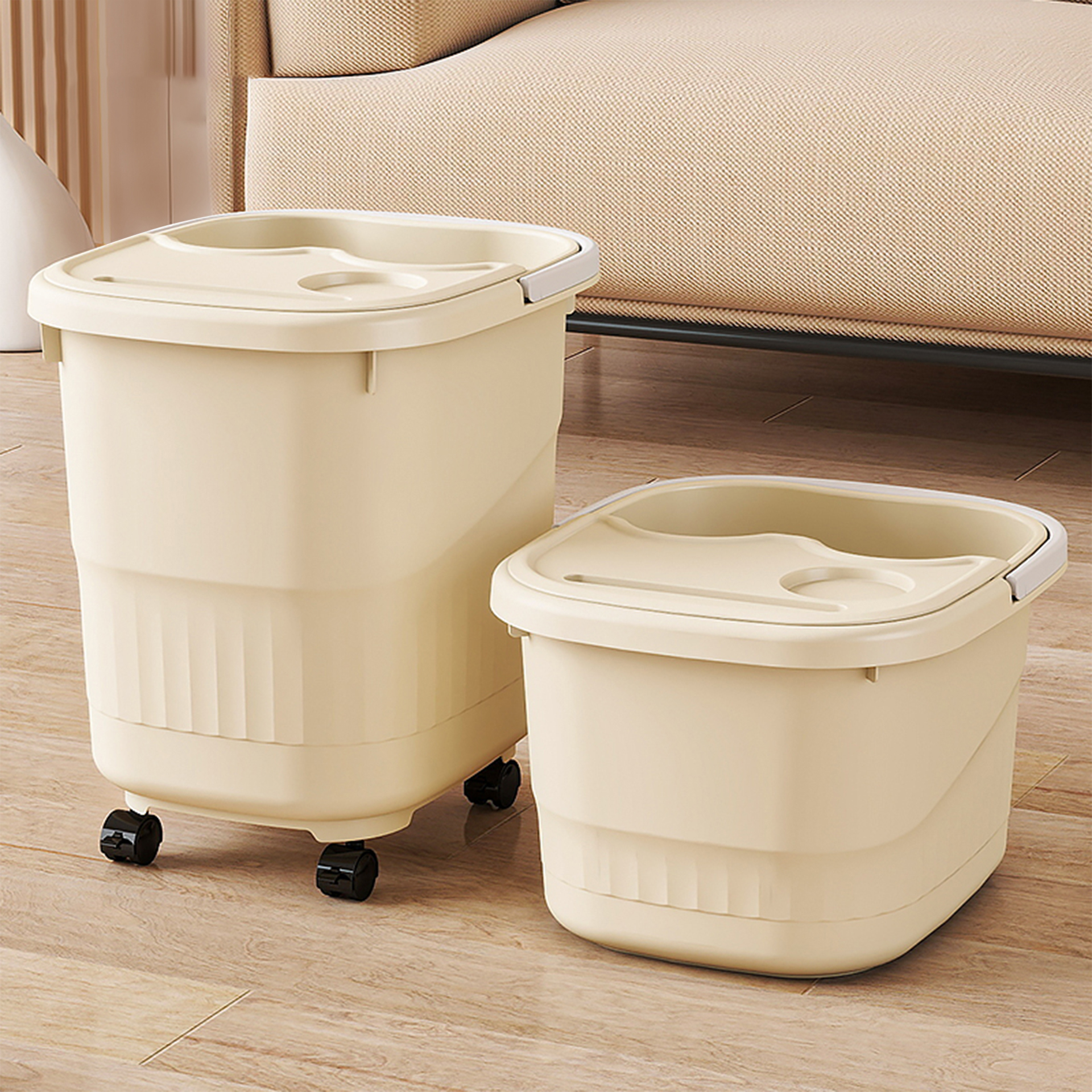 可移动泡脚桶过小腿家用高深桶过膝养生足浴盆宿舍带盖熏蒸洗脚桶