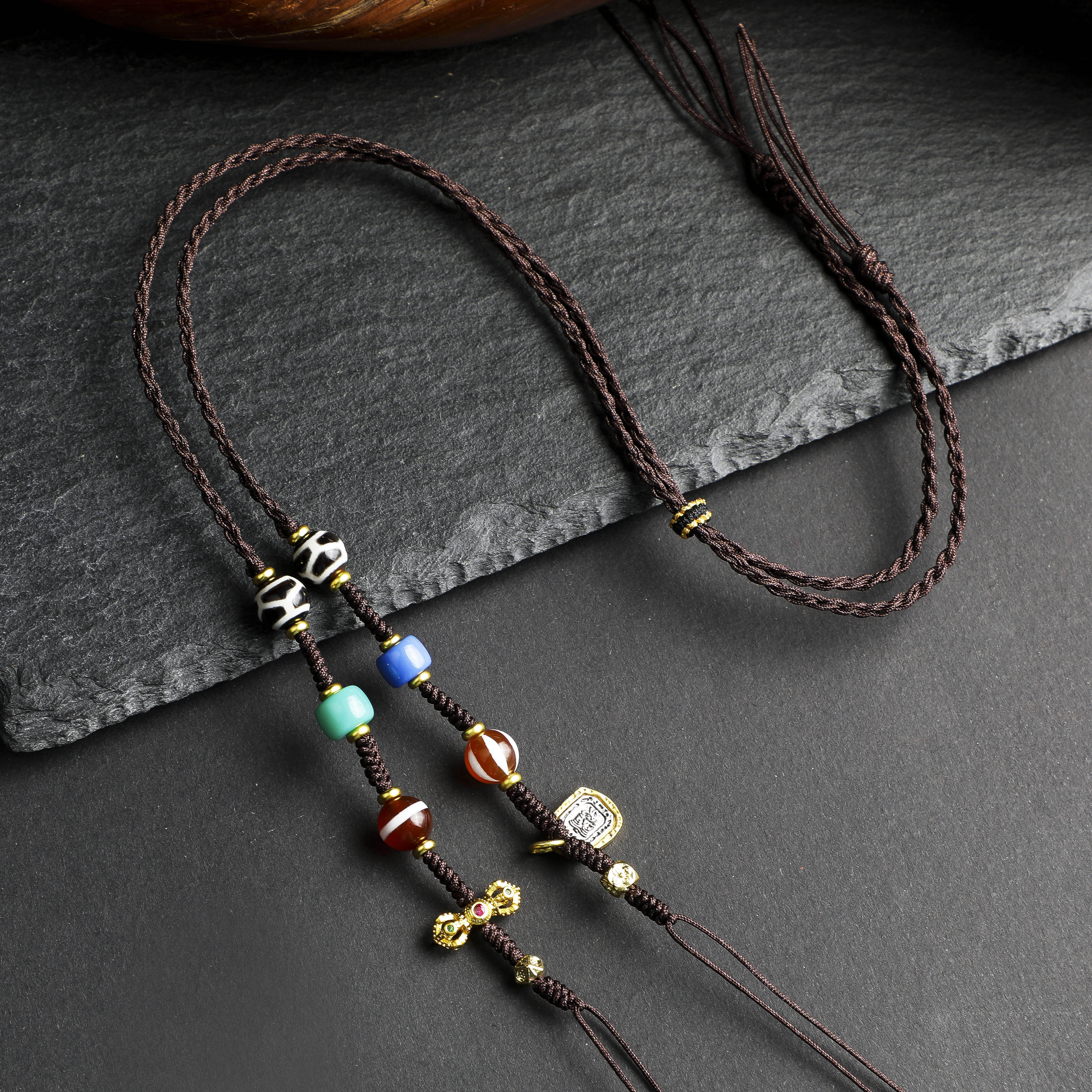 天珠挂绳横穿挂脖锁骨手工编织绳女细项链绳子吊坠挂绳锁骨绳配绳