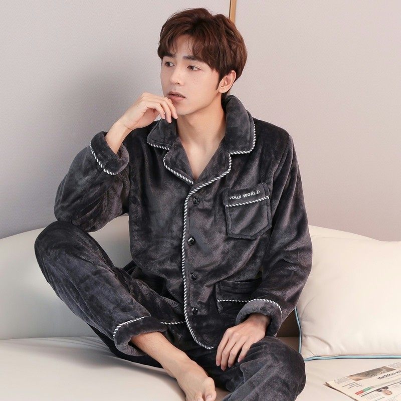 睡衣男士秋冬季珊瑚绒加厚保暖法兰绒家居服冬套装可外穿2025新款