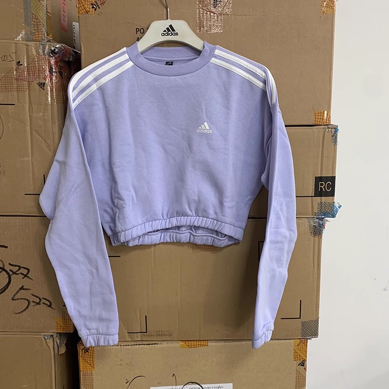 Adidas阿迪达斯卫衣女装运动服休闲保暖短款套头衫 HF4154