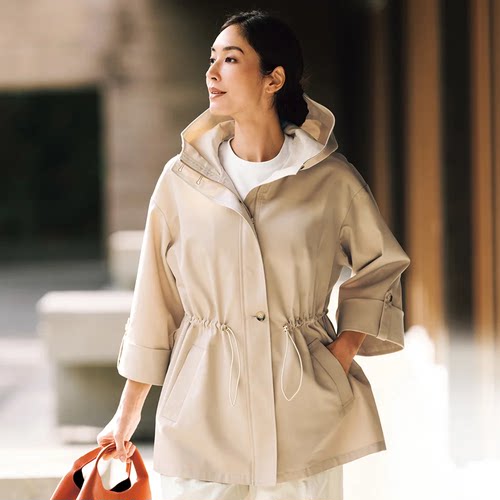 D@ma高端女装夏款防水加工棉质优雅连帽旅行外套