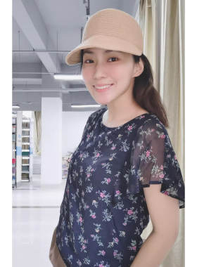 日单贵牌女装夏款小碎花图案杨柳皱雪纺蝙蝠袖短袖T恤雪纺衫 