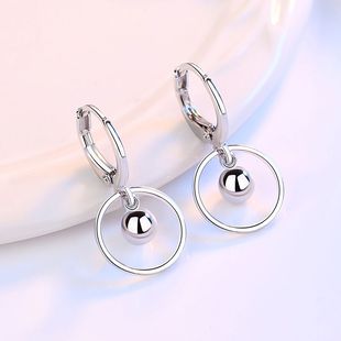 S925纯银日韩流苏耳环女新款潮气质个性耳钉圆形光珠耳饰耳坠饰品