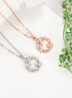 花朵吊坠女个性简约镀玫瑰金项链