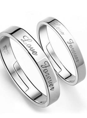 S925银情侣戒指一对求婚开口对戒
