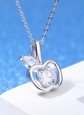 S925银苹果吊坠女简约防过敏项链