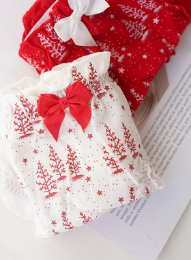 买6件8.8折 圣诞节本命年大红色内裤可爱中腰三角裤 予你C02