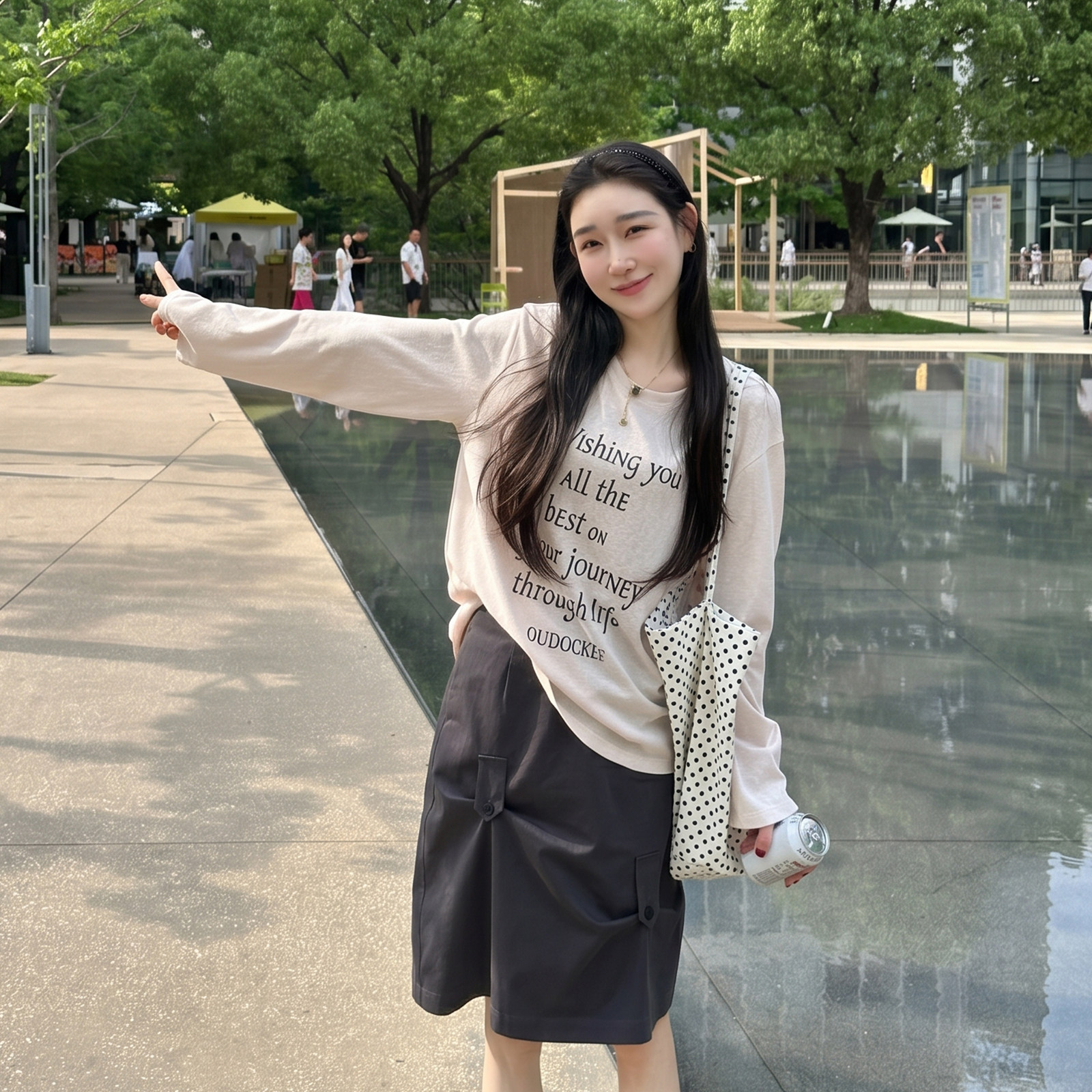 OUDOCKEE 鸥鸥 【肯豆裙】夏季百搭设计款半裙 BBBAC2399T - 实物图