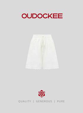 OUDOCKEE 鸥鸥【小白】白色短裤蕾丝边韩版夏季百搭 KBBAC2418T