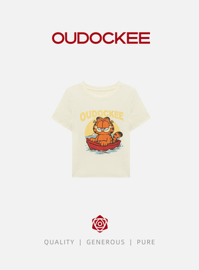 OUDOCKEE 鸥鸥【92棉】短袖T恤印花显瘦加菲上衣 TBBAC2407T