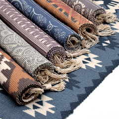 北欧风格编织棉布地毯手工客厅茶几卧室床边流苏地垫防尘吸水垫
