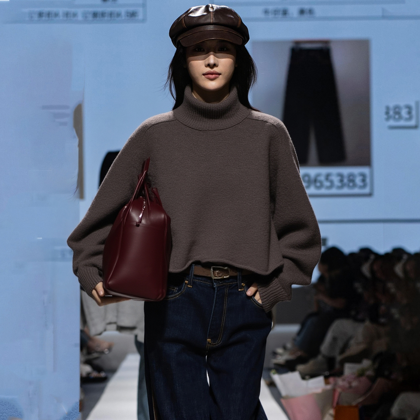 山羊绒39.3%绵羊毛衣高领针织衫