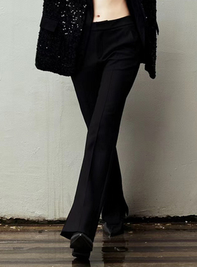 【依系列】商场品牌女折扣25冬依目专柜659元加绒加厚黑色微喇裤