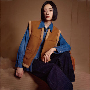 【米T系列】新款女装折扣2025年冬季939元麂皮绒背心绒里马甲