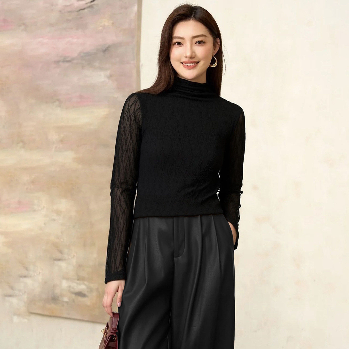 【贝系列】新款女装折扣2025年冬季专柜369元高领长袖打底T恤,女装/女士精品,T恤,淘宝优惠券,粉丝福利购,淘宝优惠卷