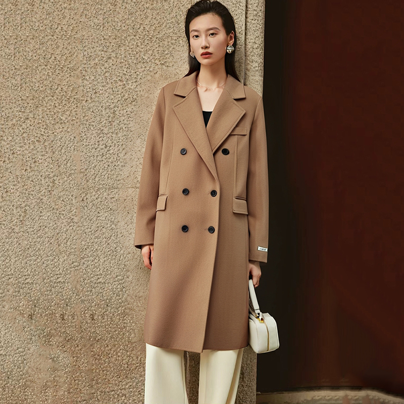 【梵系列】商场品牌女装折扣2025年冬季1799纯羊毛双面呢羊绒大衣