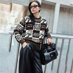 【魔系列】新款女装折扣2025年冬季专柜休闲格子毛衣针织衫