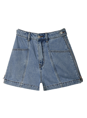 NANASTORE牛仔裤女春季薄款高腰蓝色牛仔短裤ins高街裤子显瘦热裤