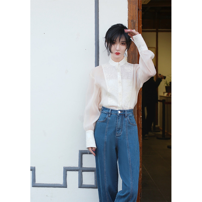 NANASTORE白色衬衫女2024春季新款针织衫短款拼接上衣宽松薄款,女装/女士精品,衬衫,淘宝优惠券,粉丝福利购,淘宝优惠卷