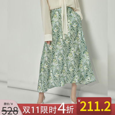 半身裙雪纺碎花不规则中长款