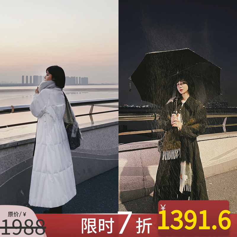 NANASTORE羽绒服女2024冬季新款鹅绒外套中长款加厚宽松小个子白