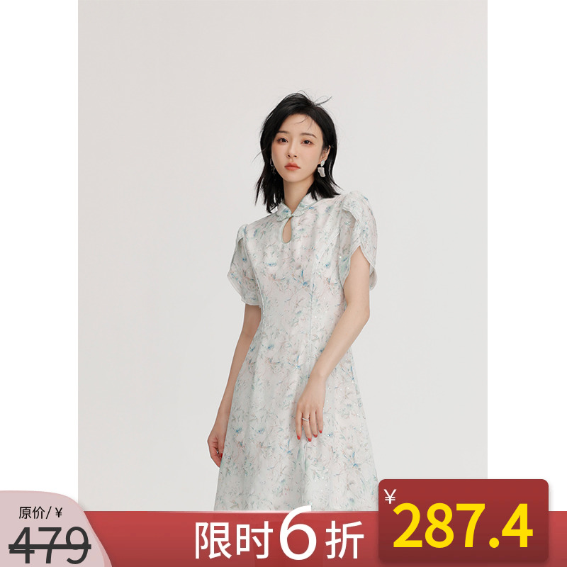 新中式水墨旗袍小个子连衣裙