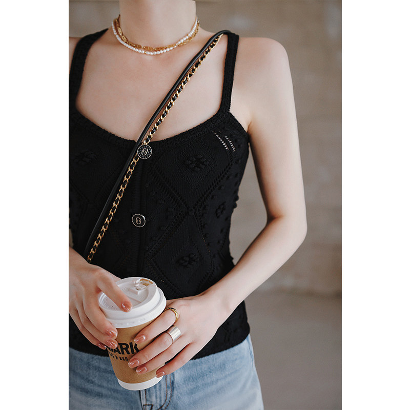 NANASTORE针织吊带背心女2024新款内搭短款白色无袖上衣美背打底