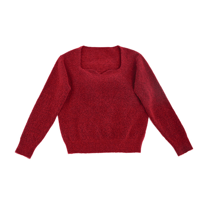 NANASTORE红色毛衣女2024春季新款针织衫套头上衣宽松短款本命年