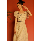 NANASTORE法式 连衣裙女秋新中式 改良设计感不规则黑色波点裙子女