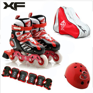 轮滑鞋旱冰滑冰鞋 直排轮套装溜冰鞋儿童全套ＸＦ234岁直排轮包邮