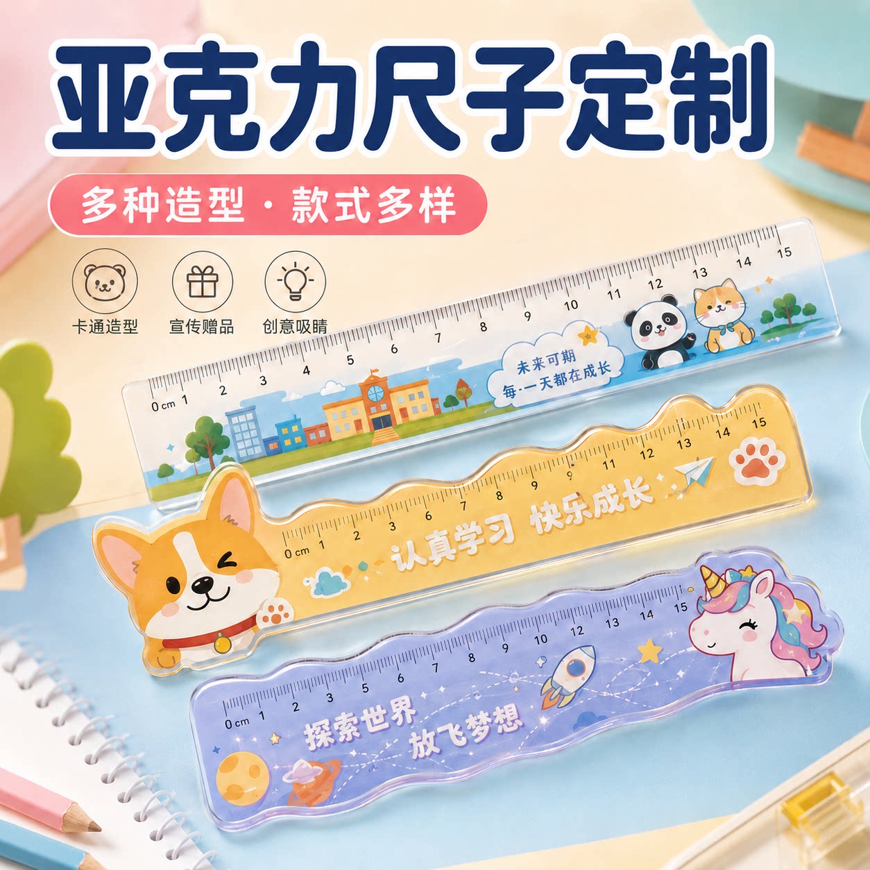 PVC广告尺子定制亚克力尺订做各类尺/三角板/量角