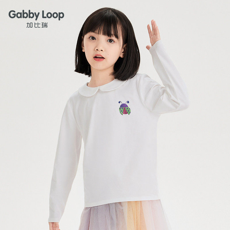 加比瑞童装 秋季新品 女童简约休闲舒适娃娃领翻领T恤中大童上衣,童装/婴儿装/亲子装,T恤,淘宝优惠券,粉丝福利购,淘宝优惠卷