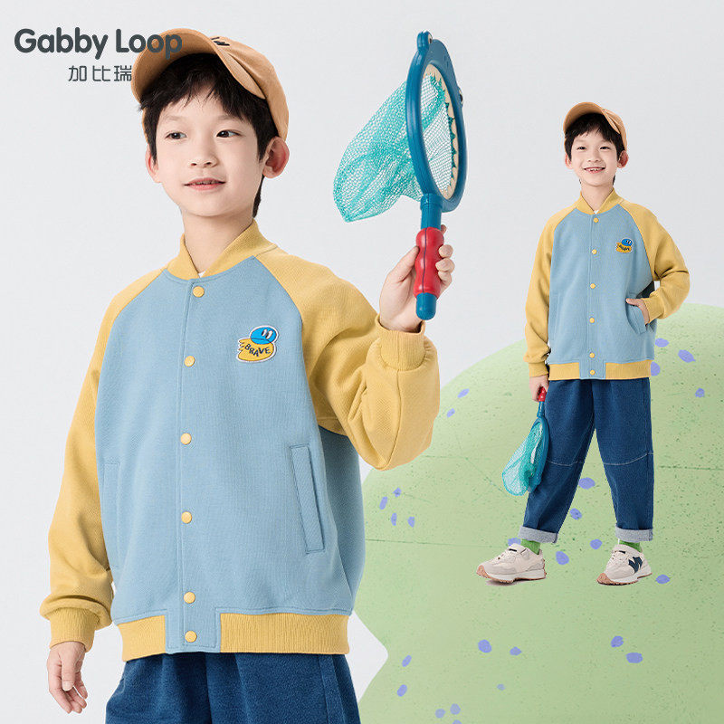 男童简约休闲舒适立领棒球服图片