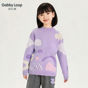 加比瑞童装 冬季新品 女童休闲舒适绵羊毛半高领毛衣中大童上衣
