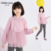 女童甜美休闲舒适网纱拼接衬衫 新品 中大童衬衣 秋季 加比瑞童装