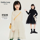 新品 加比瑞童装 冬季 女童舒适保暖拼接毛衣连衣裙中大童裙子