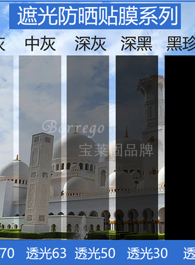 深中浅灰色玻璃贴膜防晒隔热家用阳台窗户黑色遮光遮阳透明装饰膜