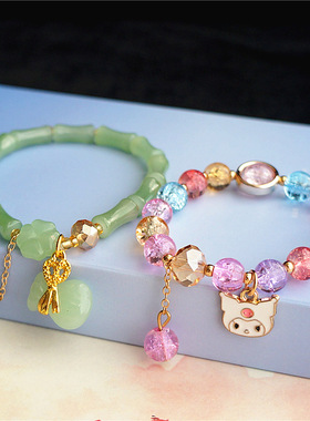 小众设计感彩色水晶手链
