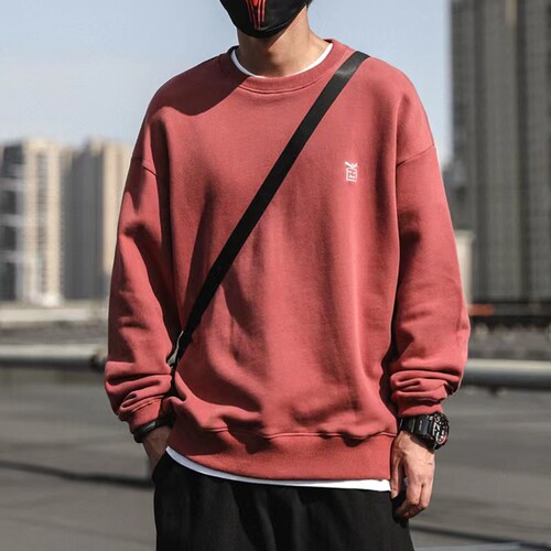 春秋季圆领卫衣男潮ins宽松休闲外套学生潮流百搭无帽长袖套头衫 - 封面