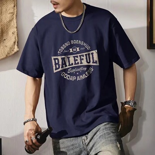 潮牌印花重磅纯棉复古体恤衫 重磅男士 街头嘻哈夏季 t恤男美式 短袖