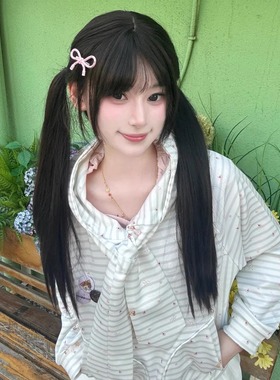 日系甜美卡通绑带条纹连帽卫衣女2025新款宽松小众设计感上衣外套