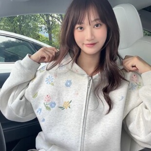 帽衫 卫衣男女宽松小众设计感情侣款 上衣 花卉刺绣拉链开衫 2025新款