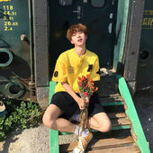 126KID美式 国潮牌宽松情侣上衣 新款 复古字母刺绣短袖 T恤男女夏季