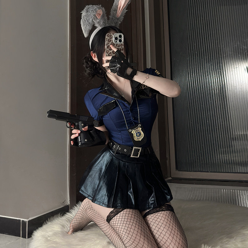 兔子警官性感兔女郎制服深蓝色角色扮演女警cos套装角色扮演队服