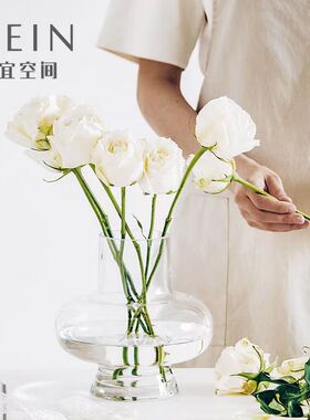 北欧ins轻奢花瓶摆件客厅插花玻璃花瓶透明家居水培鲜花干花装饰
