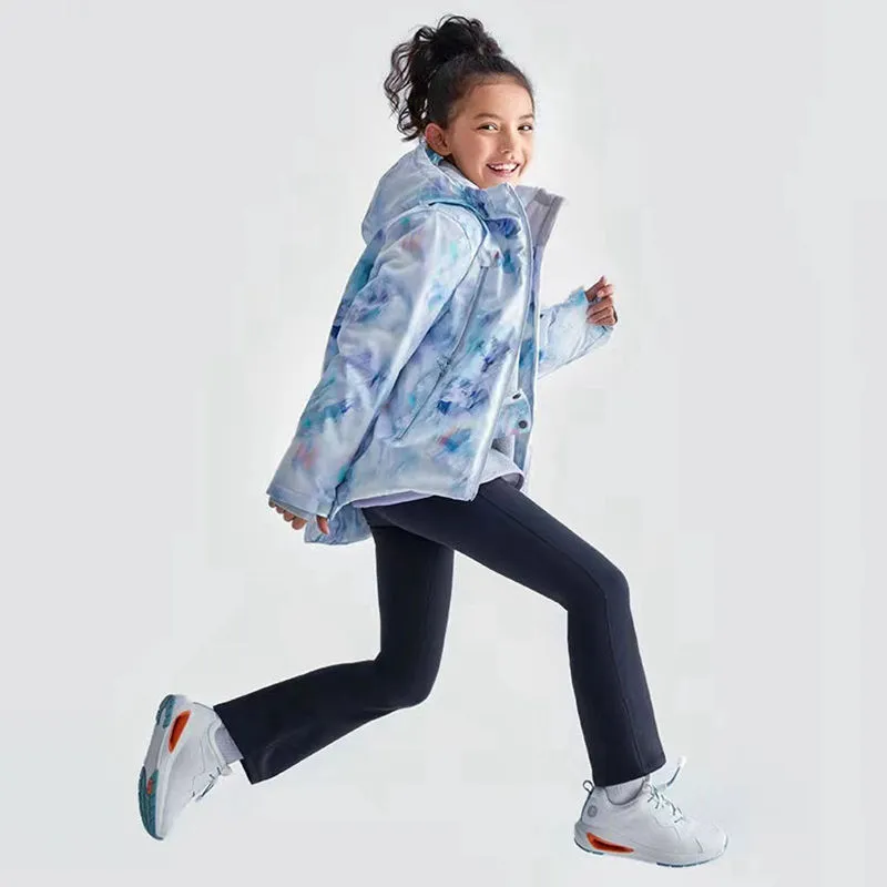 2024秋冬季新款纯色加绒保暖女童瑜伽服长裤微喇小暖阳保暖紧身裤