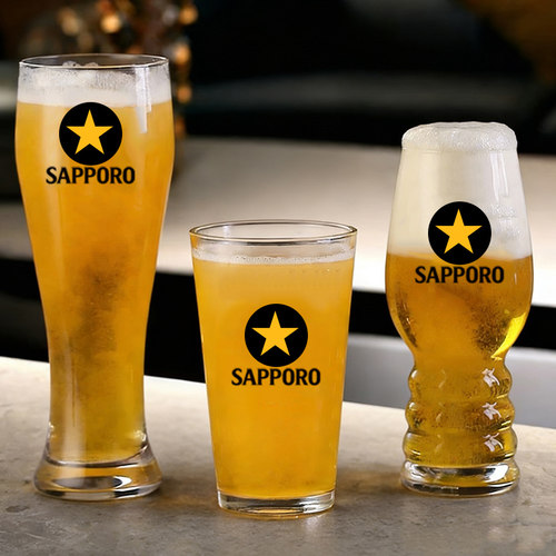 日式SAPPORO三宝乐星标黑牌札幌黑标生啤酒杯玻璃杯扎啤杯精酿杯